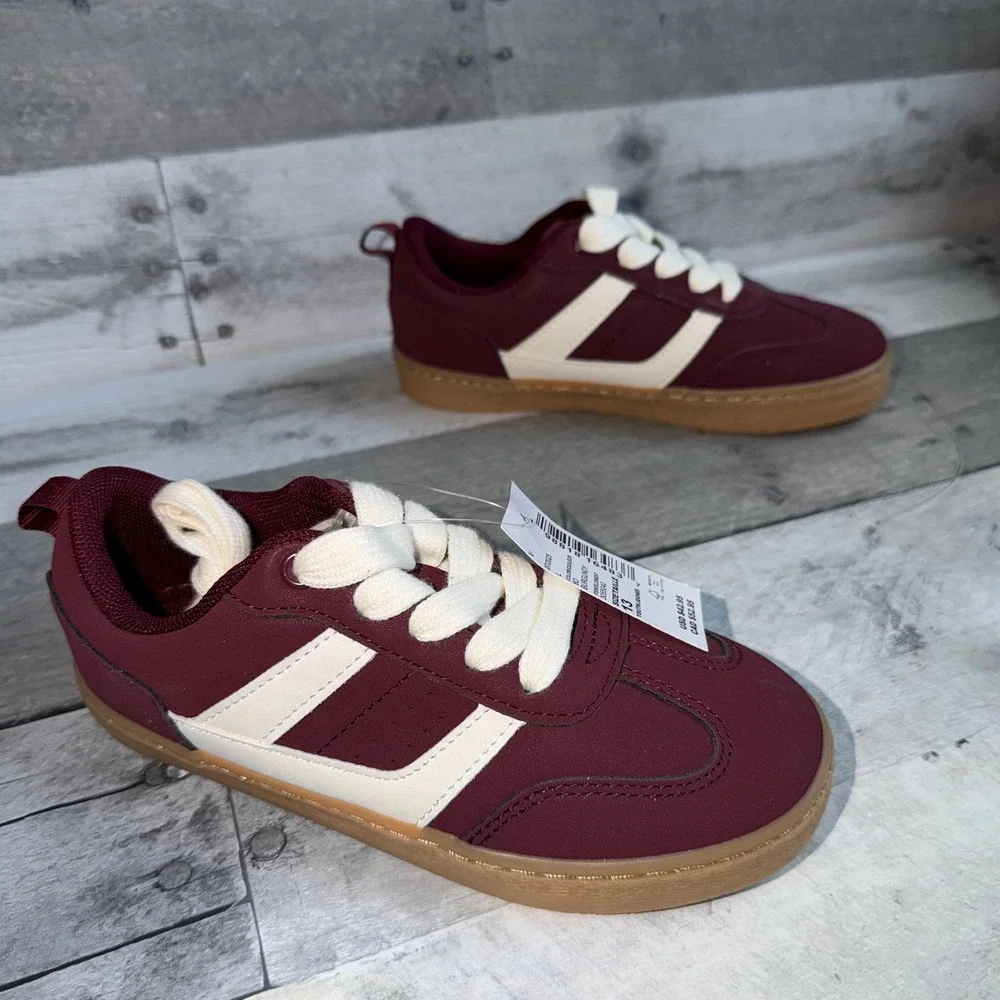 The Childrens Place Boys Burgundy Sneakers 3055040 Maroon White Gum Sole Size 13